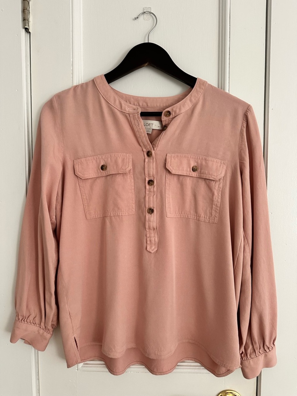 LOFT Petites Dusty Rose Button-Up Top